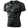 T-shirt fitness Crossfit Mens Fitness Rashguard Dry Fitness Koszulka Męska Trening i sportowe odzież Orange Camo 240425