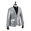 Costumes masculins veste pour hommes paillettes de mode Blazer vêtements pour hommes en nylon nylon poitrine argentée blazers vêtements