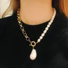 Donne Natural Baroche Pearl Cipndant Necklace Acqua dolce Punk Punk Gold Gold Chain Design Asimmetric Fashion Fashion Long Jewelry 0927 3066