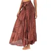 Skirts Comfortable Boho Skirt Women Bohemian Style Women's Retro Print Flowy Hem Halter Midi Dress Versatile Two-way Wear