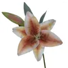 Decorative Flowers 2Heads Artificial Lilies Lifelike Real Touch Bouquet Silk Party Supplies Fake Flower Home Decoration