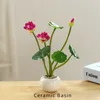 Dekorative Blumen Lotus kleiner Bonsai Keramik -Becken Simulation Blumenblatt Topf Künstliche Pflanze Home Office Desktop Dekoration