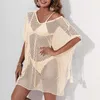 Abiti casual di base Solida camicia da spiaggia a maglie da donna sciolto abito irregolare abito sexy da donna abito da donna trasparente abito da donna Q240430