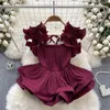 Women's Blouses Elegant Backless Ruffle Pleated Tight Blouse Chic Vintage Korean Fashion Top Women Summer Shirts Gothic Clothing