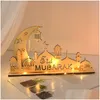 Autre événement Party fournit un nouvel Eid Mubarak Ornement en bois Ramadan Moon Star Letter Table Table pour la maison Pendant musulman islamique A otbgy