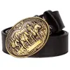 Fashion heren lederen riem wilde cowboy riem westerse cowboystijl hiphop rock jeans riem metaal grote gesp riem 201117 164c