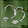 Knoop oorbellen lotus plezier real 925 sterling sier natuurlijke kristal handgemaakte fijne sieraden lelie van de vallei bloemendruppel voor vrouwen leveren dhqjl