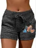 Women's Shorts Love Print Drawstring Casual Slant Pocket For Summer & Spring Clothing
