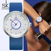 Armbanduhr Shengke Women sieht Blau Silicon bequeme Gurt Frau Quarz Armbandwathchs Design 41 mm großes Zifferblatt Relogio Feminino