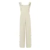 Frauen sommerliche ärmellose Overallsuits Twisted Knot Cotton Riemchen -Knopf Öffnungen Damen -Overalls lose lange Hosen mit Taschen 240424