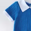 Ensembles de vêtements 2024 Vêtements d'enfants à manches courtes Collier Blue Blue Mirts 2 pièces Designer Girls Set 3-7T