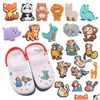 Bijoux moq 20pcs pvc dessin animé vache girafe dinosaure panda singe éléphant renard lion chaussure décoration charme accessoires de boucle