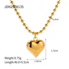 Chaines UWorld 18K Gold Color en acier inoxydable en acier inoxydable tridimensionnel Peach Heart Round perle Collier de texture féminine bijoux