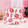 Berets Reversible Bucket Hat Headgear Cloche Lips Printing Fisherman For Trendsetter