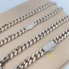 Nieuw aankomsten trend Hip Hop Iced Moissanite Clasp 12mm Cuban Link Chain Men Silver Hand Chain