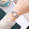 Armbandsur Square Quartz Women's Watch rostfritt stål Dial Elegant Rhinestone With Movement Minimalist