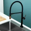 Modern Black Brass Brass Torneira de cozinha de bronze Design de sucção magnética Pull Out Hold Handle Hot Hot Dual-Control Sink Torneira