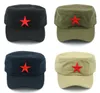 10pcslot Männer Frauen Militär Cap Army Hut Frühling Sommer Winter Beach Outdoor Street Coole Kirche Sunhat Flat Top Hut mit Red Star7774600