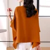 Frauenblusen eleganter und Einfachheit O-Neck Fledermaushülle lose Frauen 2024 Sommerdesign unregelmäßige Pullover-Top-Hemden für