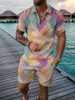 Summer Mash Mens Matsuit Zestaw Kolorowe łatki 3D Drukuj Casual Polo Shirt Shirts 2PC