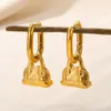 Orecchini a perno di cerchio geometrico per donne Accessori a orecchio quadrato oro Goldo traforato Bijoux Femme in acciaio inossidabile Regali