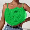 Kvinnors tankar Y2K Flower Front Crop Top modetank för kvinnor 2024 Summer ärmlös solid camis väst sexig spaghettiska remkamisoler