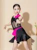 Scene Wear Girls Black Latin Dance Competition Dress Bodysuit kjol ärmlös salsa danskläder öva Performance VDB8164