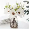 Decoratieve bloemen kunstmatige echte touch magnolia orchidee vintage bruiloft bruid boeket tafel vaasbloemarrangement elegant woning decor