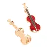 Broscher 1pc mode elegant röd violin stift lady crystal strass musikinstrument brosch stift smycken tillbehör