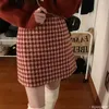 Rokken jaar date meisjes vrouw retro vintage plaid flhjlwoc ontwerp hoge taille eenstap wollen doek schattige mini rok