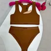 Frauen Bikinis Unterwäsche Stickerei Brief Sport High Taille Badeanzüge Bikinis Unterwäsche