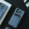 حافظة هاتف بطاقة النسيج الدنيم من أجل Apple iPhone 15 Pro Max 14 Plus 13 12 Cowboy Style Camera Lens Bump Hard Pc Cover الخلفية Coque Fundas Blue88