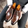 Мужские указанные качественные оксфордские свадебные кожаные мужски для обуви джентльменская офисная обувь 240428 7081