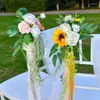 Dekoratif Çiçekler Düğün Sandalyesi Çiçek Dekorasyonu Yapay İpek Sahte Kilise Ziyafet Parti Çiçek Dekor