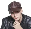 Visors Hat mâle Men39s Caps Fashion Leisure printemps automne hiver style mince chapeaux plats moutons en cuir Men5303859