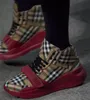 Vintage Check Cotton Sneakers Luxury Striped Designer Men Femmes Femmes Striped Chaussures Lacet-Up Plateforme de chaussures décontractées