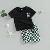 Set di abbigliamento BABY BOY Summer Outfifit Sump Shirt Shirt e pantaloncini a quadri Set 2 pezzi abiti casual per bambini