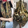 Coffee Gold 100% Mulberry Silk Womens Scarf Bandana Fashion Plaisley Style Square Scarves Hijabs Winter Brand Headscarf Foulard 240511