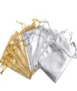 Gouden zilveren trekkoord Organza Bags Sieraden Organisator Pouch Satin Christmas Wedding Favor Gift Packaging 7x9cm 100pcs Lot9474051