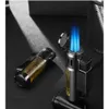 Vente chaude en métal torche de cigare butane plus léger 4 flamme de jet-flamme avec le vent sans gaz rechargeable à flamme forte plus légère