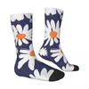 Kvinnors strumpor Daisies White Blue Abstract Flowers Harajuku Stockings Winter Anti Sweat Unisex Bekväm grafisk skateboard