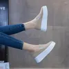 Lässige Schuhe Fujin 8,6 cm Schweinsleder Leder Plattform Wedge Sneakers Frauen auf Knöchel Summer Chunky Heels Fashion Ladies Comfy Flats rutschen