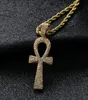 Hip Hop Silvergold Color Jésus égyptien ankh clé Colliers pendentifs Cumbiques Zircone Longues chaînes pour hommes et femmes8357754