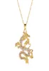 Dragon Model Pendant Necklaces Women Men Gold Color Rhinestone Mascot Ornaments Lucky Symbol Gifts Dragon Long Pendants3947628