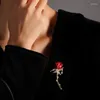 Brooches Vintage Red Rose Brooch Clothes Accessories Women's Corsage Birthday Gifts