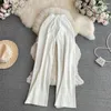 Damesbroek Winter Casual Wide Been Long Women Hoge taille Losse platte vaste brede breadcloth elastische katoen drawstring