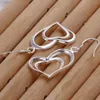 Dingle ljuskrona 925 Sterling Silver Heart Earring Valentine Gift Elegant Noble for Women Lady Wedding Beautiful Fashion Jewelry H240504