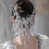Saç klipsleri başlıkları tatlı el yapımı kristal çiçek çifti orman tarzı ağ klipsli klipli gelinlik stil aksesuarları dekorasyon