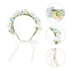 Bandanas Floral Crown Tiara Ribbon Flower Headbands For Women Girl Plastic Crowns Hair Accessories Bride Headpiece