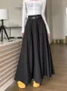 スカートマタカワ春夏女性のためのソリッド韓国ファッションファルダスムージャープレッピースタイル甘いベルトシンプルな長いスカート